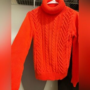 Lands' End Vibrant Cable Knit Turtleneck Sweater